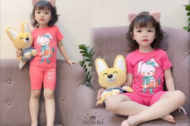 Bộ cotton bé gái cực xinh