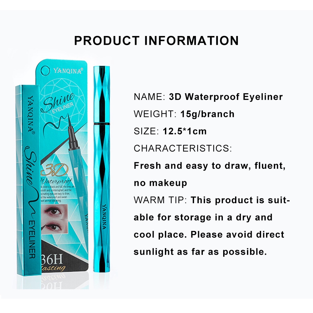 YANQINA Sky Blue Faceted Eyeliner Cool Black Quick-drying Non Staining Durable Waterproof Eyeliner