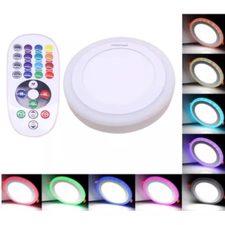 Đèn LED ốp trần tròn tràn viền 18+6W, trang trí phòng ngủ, phòng khách, đổi màu RGB