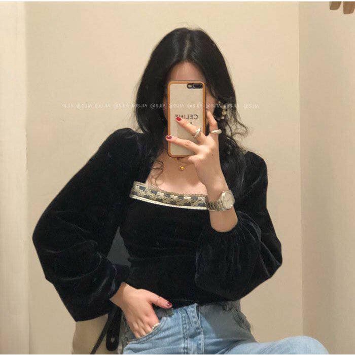 ÁO NHUNG CỔ VIỀN REN | BigBuy360 - bigbuy360.vn