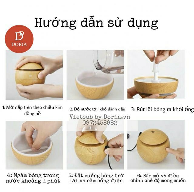 Máy xông tinh dầu, phun sương tạo ẩm vân gỗ cao cấp