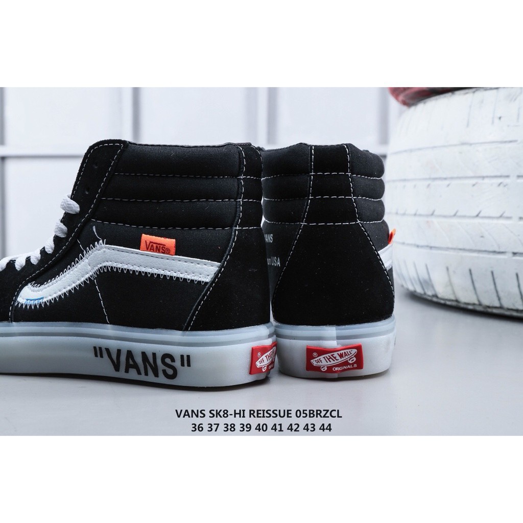 Giày Thể Thao Off-White X Vans Sk8-Hi Vải Canvas Cổ Cao Cá Tính