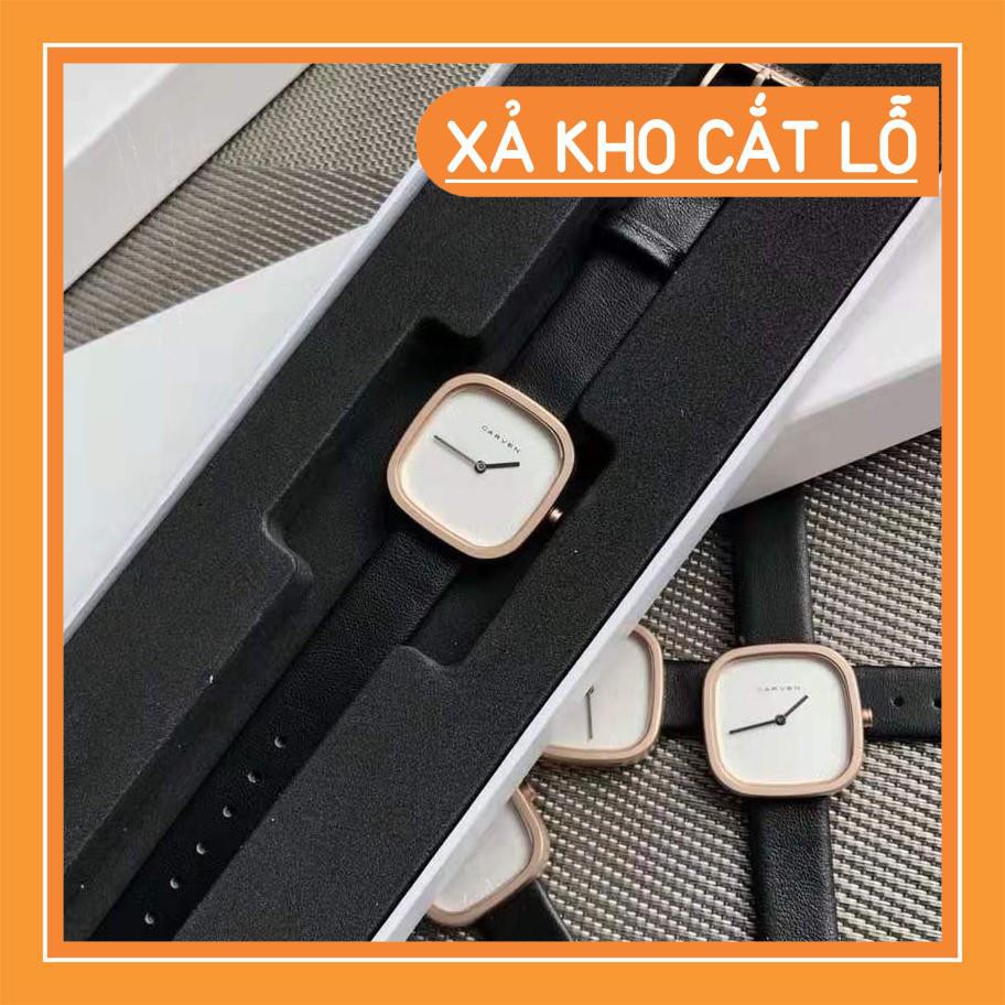 ❤️ FREESHIP❤️ Đồng hồ nữ mặt vuông thời trang CARVEN siêu mỏng / Máy Quartz chính hãng MIYOTA / Size 28mm / Chống nước