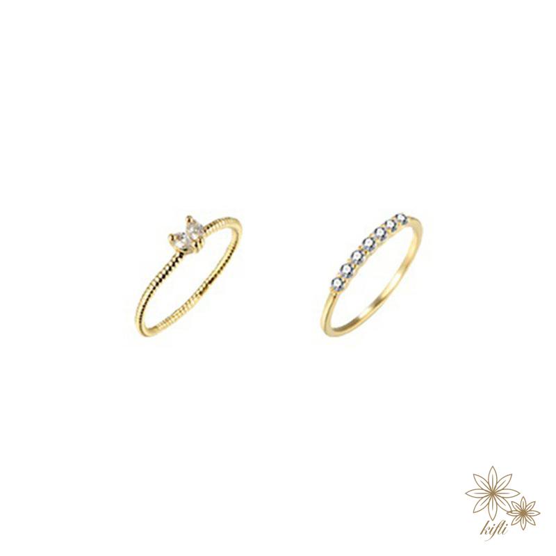 Nhẫn Thép Titan Đính Kim Cương Pha Lê Hình Trái Tim Màu Sắc