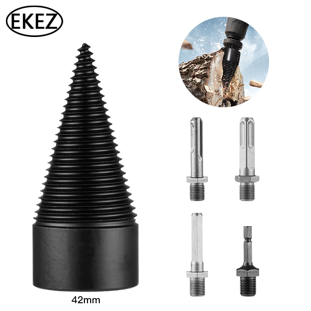 Mũi khoan tách củi gỗ EKEZ bằng máy có ren mở rộng 42mm và chuôi lắp thông dụng tiện lợi