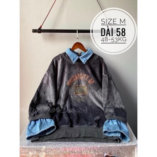áo nỉ nhung phối jean .hoodie nhung phối.(sẵn hàng)
