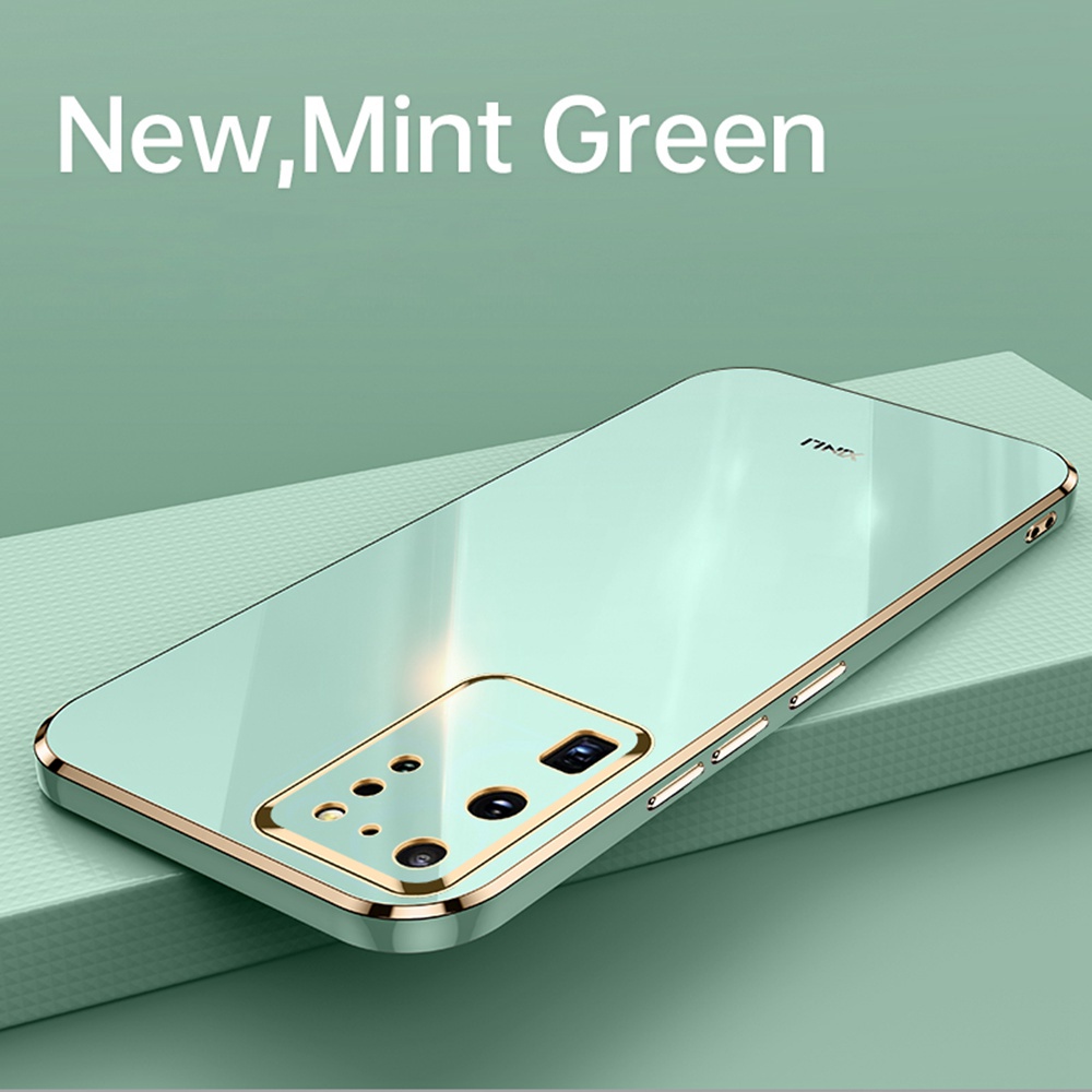 Ốp điện thoại silicon mạ kim loại màu vàng 6d bảo vệ camera toàn diện cho SAMSUNG GALAXY S20 ULTRA PLUS FE 4G / 5G