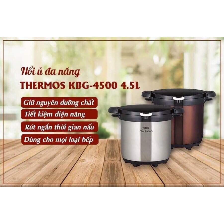 Nồi Ủ Thermos 4,5 lít 2 mầu NÂU vs BẠC