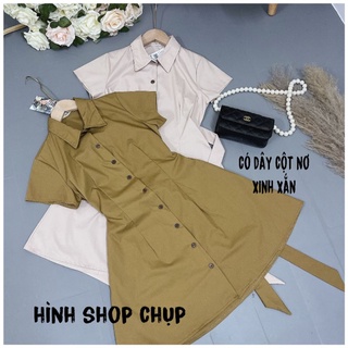 Đầm chữ A thắt eo kiểu basic nhã nhặn