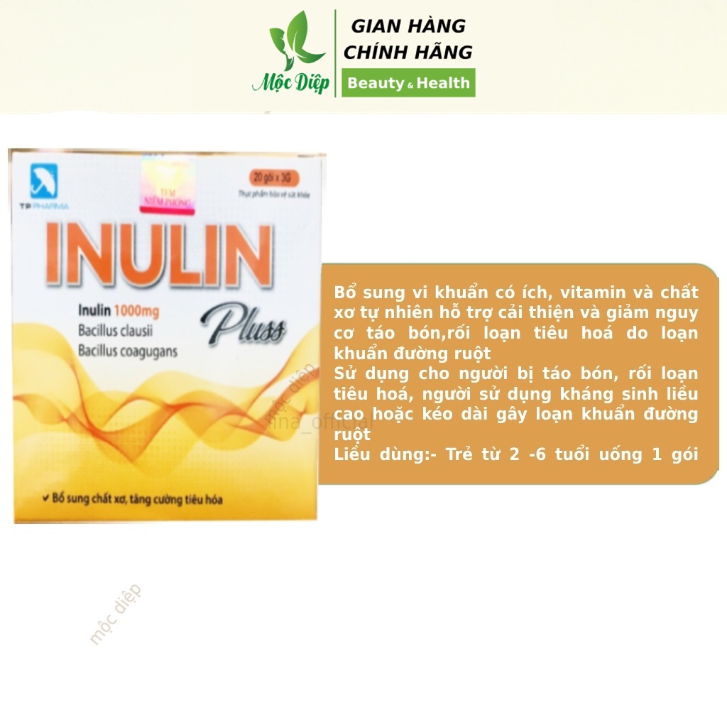Men tiêu hóa cho bé chống táo bón Inulin Pluss 20 gói chiết xuất thảo dược - Mộc Diệp