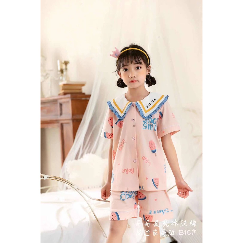 Bộ Pijama Cho Bé Gái Mặc Mùa Hè Hàng Quảng châu size 90-130(10-27kg), Đồ Bộ Pijama QiQi Nhiều Mẫu size 1-6 tuổi