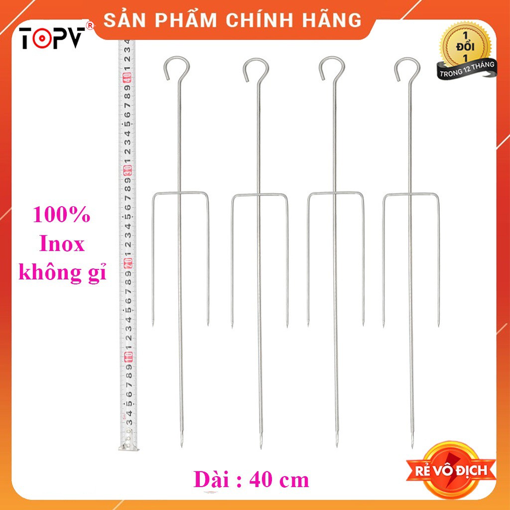 Xiên đinh ba TopV 42cm, phù hợp bếp TopV V5M và V5S, xiên nướng gà vịt cá, Inox cao cấp, không gỉ, xiên nướng siêu bền