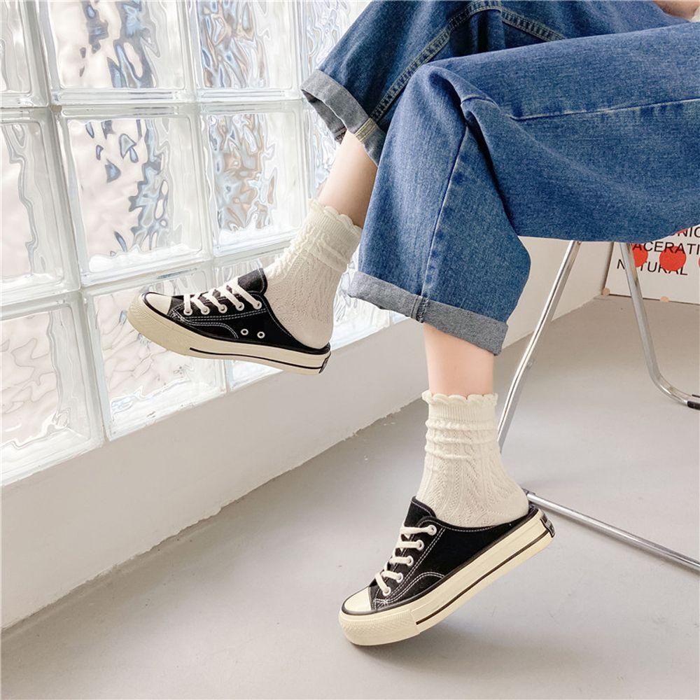 Vớ Cotton 26Eddie Họa Tiết Sọc Chéo Cổ Điển Hợp Thời Trang Cho Nữ