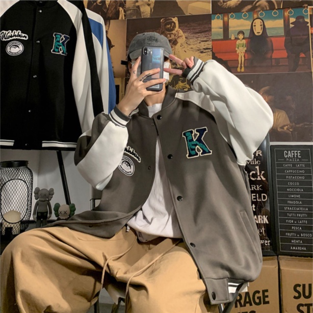 Áo khoác bomber 2 lớp kẻ sọc áo khoác gió 2 lớp phong cách Hàn Quốc áo khoác varsity jacket thời trang áo khoác bóng chày nam from rộng áo choàng