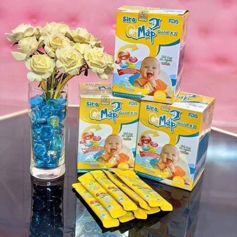 Siro Cá Mập Gold x2 giúp bé ăn nhanh, tiêu hoá tốt, hộp 30 gói