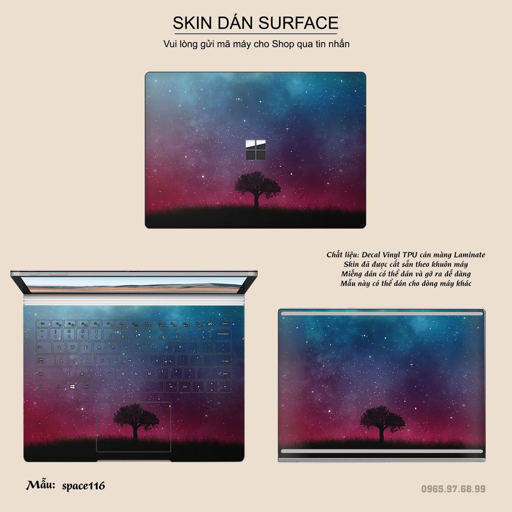 Miếng dán Skin bảo vệ mặt lưng Surface Pro 2/ Pro 3/ Pro 4/ Pro 5/ Pro 6/Pro 7/Pro X / Surface Go /Book in hình sưu  tầm