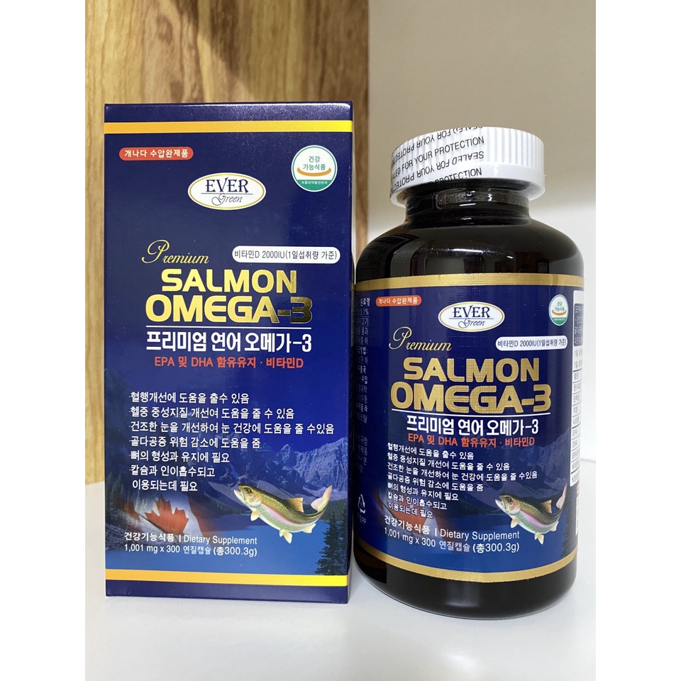 OMEGA3 Cá Hồi Xanh Hàn Quốc - Hộp 300 Viên