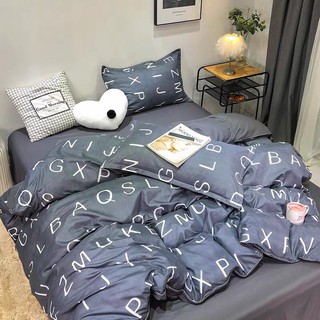 Bộ chăn ga gối cotton poly 4 món - bảng chữ cái phong cách Hàn Quốc ( không kèm ruột)