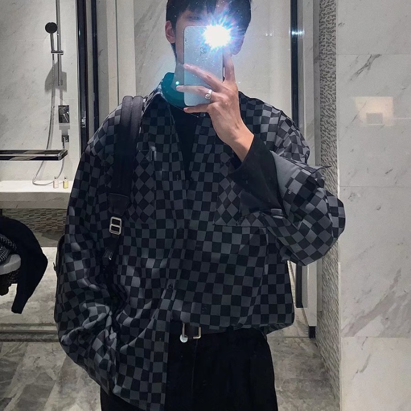 ✦AFFLIGA✦ Áo Khoác Sơ Mi Caro Đa Năng Có Túi Thời Trang Hàn Quốc Cho Nam