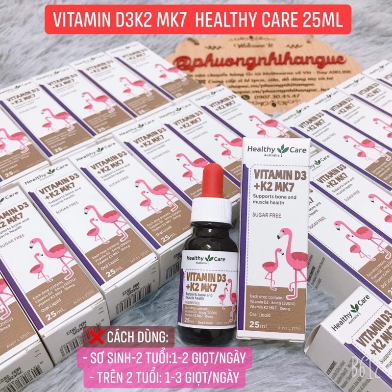 BỔ SUNG VITAMIN D3K2 MK7 HEALTHY CARE CHO TRẺ SƠ SINH DATE 2024