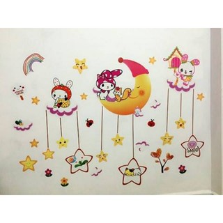 decal dán tường thỏ trắng
