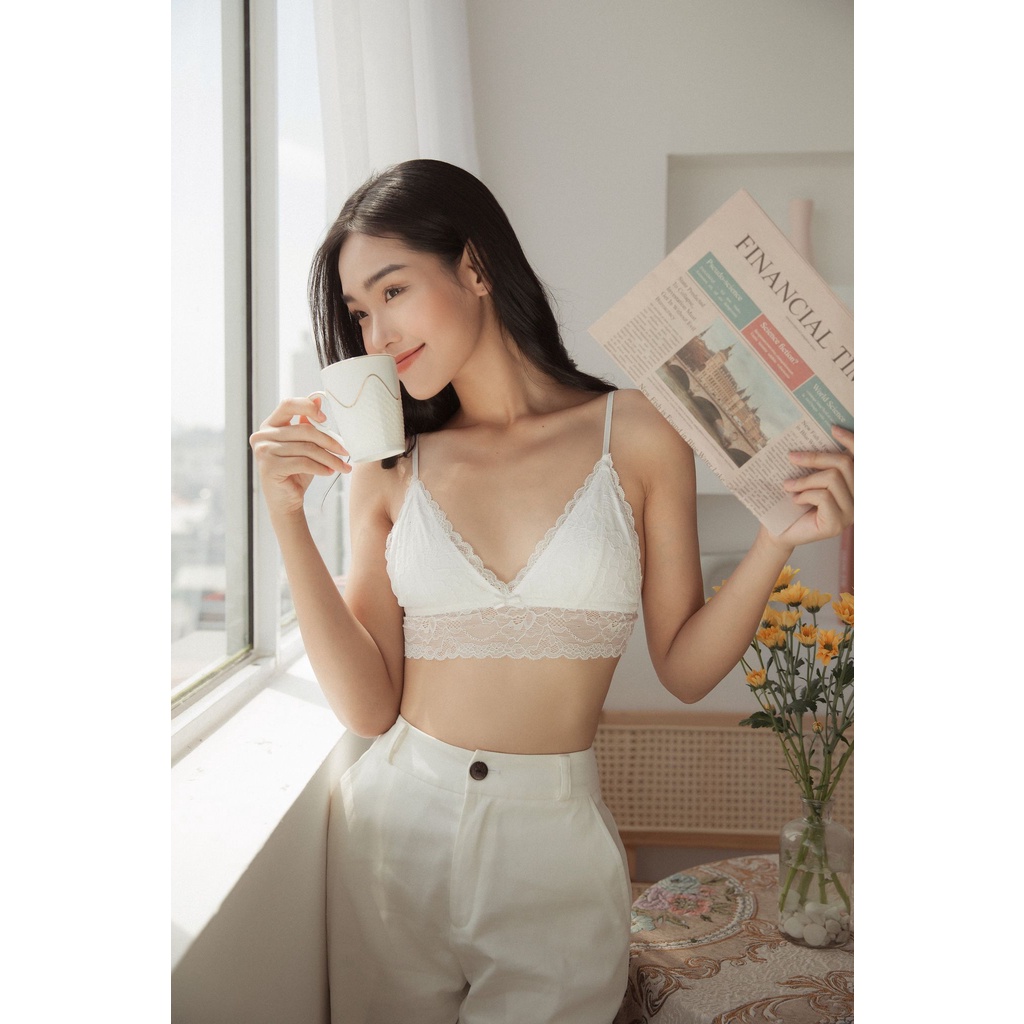 Lace bralette màu ren trắng MADELEN