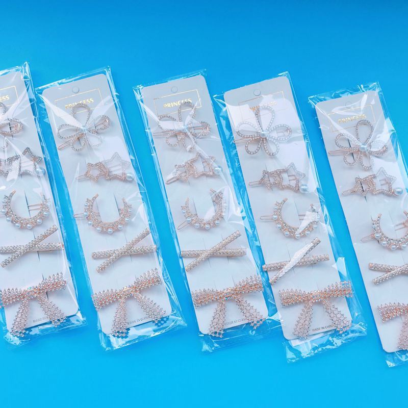 GG Set 5 Kẹp Tóc Hoa Và Nơ Đính Đá Phong Cách Hàn Quốc Siêu Xinh – Dumi Shop
