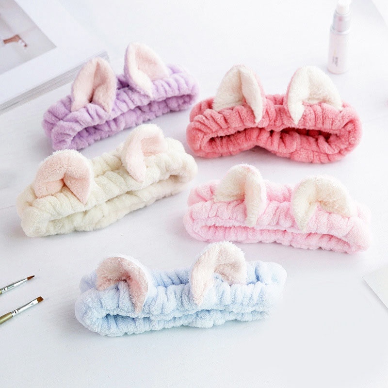 Băng Đô Tai Thỏ Trang Điểm Co Dãn Ba Chiều