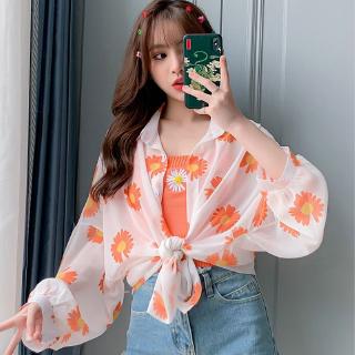 Áo Khoác Cardigan Chống Nắng Dáng Rộng In Hoa Cúc Thời Trang Xuân Hè 2020 Cho Nữ