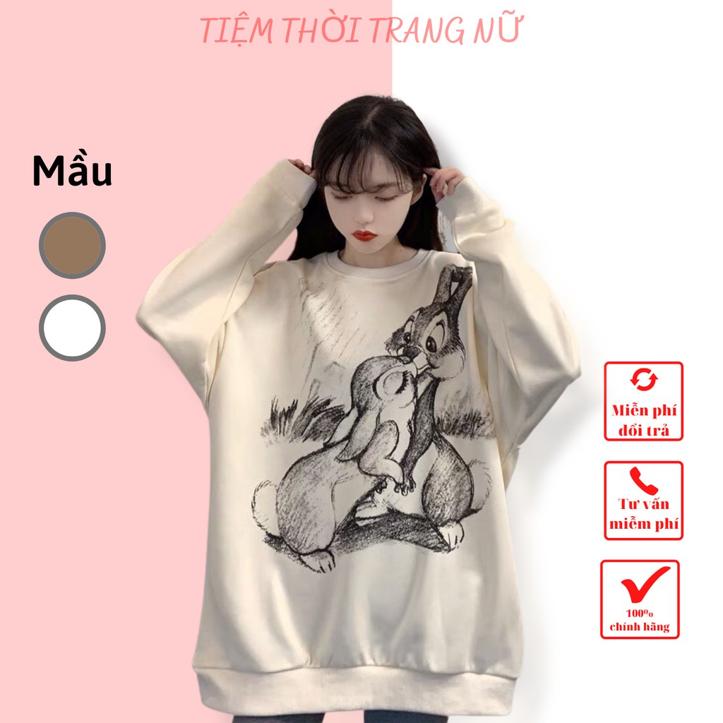 Áo sweater nữ hàn quốc nỉ cổ tròn form rộng dài tay đẹp giá rẻ g041