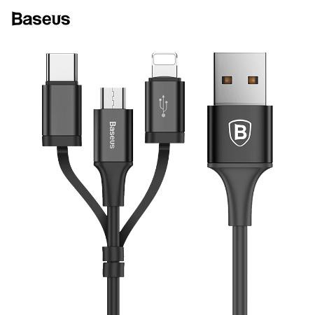 Cáp SẠC Baseus 3 TRONG 1 Type-C Lightning Micro CHO Iphone Xs Max X 8 7 Samsung Oneplus Android Cáp Sạc Điện Thoại