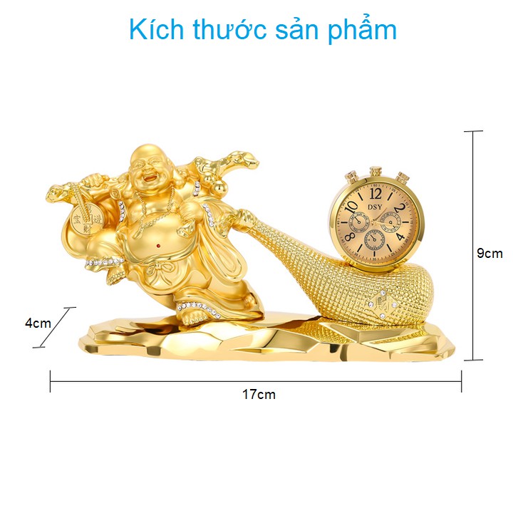 Tượng Phật Di Lặc mạ vàng kéo bao tiền vàng may mắn -  trang trí taplo ô tô, bàn làm việc - tặng vòng hạt ngọc