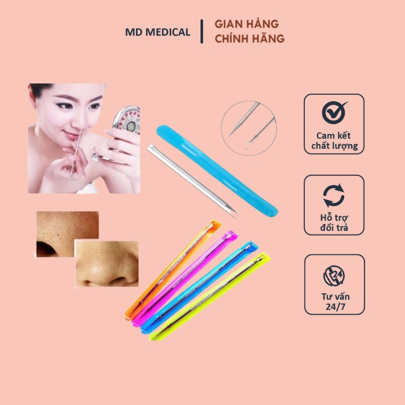 Cây Lấy Mụn 2 Đầu Dài 12cm (Que Nặn Mụn, Dụng Cụ Nặng Mụn Đầu Đen, Mụn Trứng Cá)