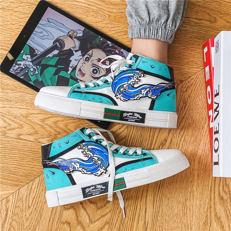 Giày thể thao canvas cổ cao size 35-44 họa tiết anime Demon Slayer cho cặp đôi