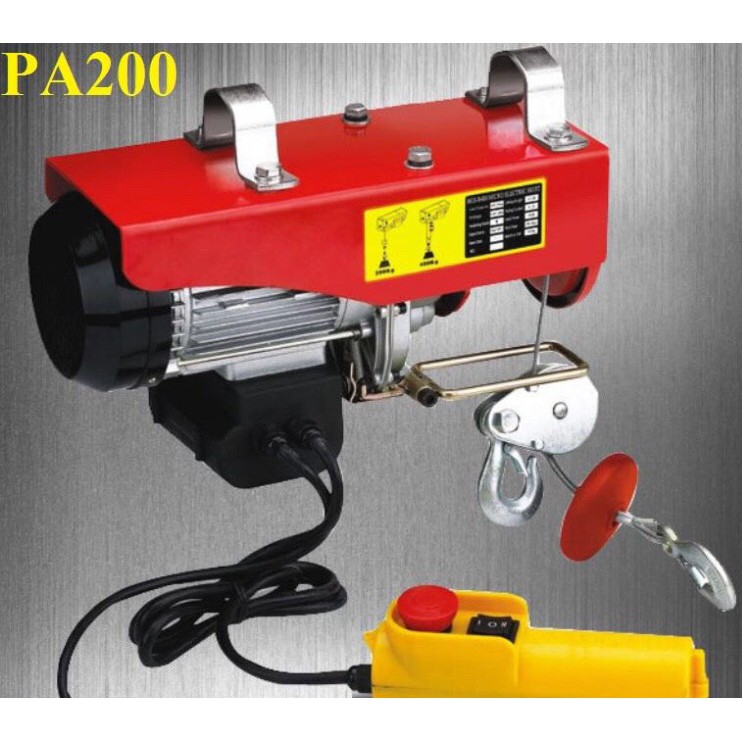Máy tời điện PA200 tải trọng 100kG (200kG) dây cáp12 đến 20m Tời treo mini PA200