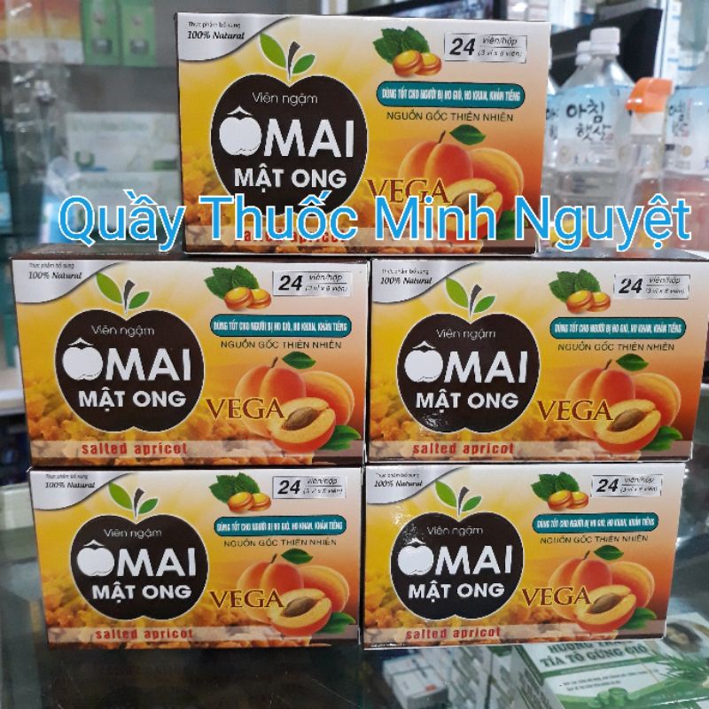 Viên Ngậm Ô Mai Mật ong chứa chanh đào chanh gừng giảm ho, giảm đau rát cổ họng, bị khản tiếng hộp 24 viên