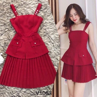 Váy liền 2 dây xếp li