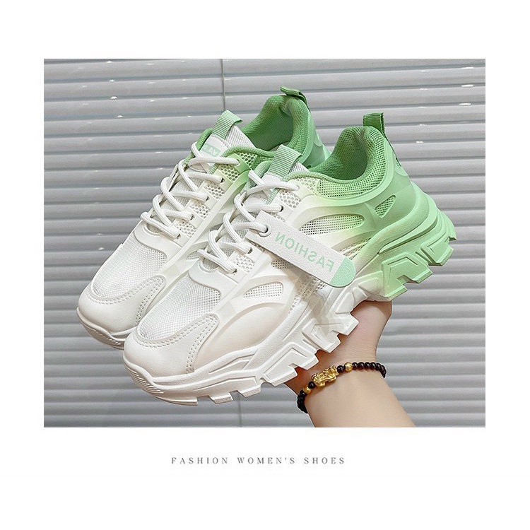 Giày Sneaker Nam Nữ Đế Độn Loang Đế Màu Độn Đế Thông Hơi Thể Thao Unisex