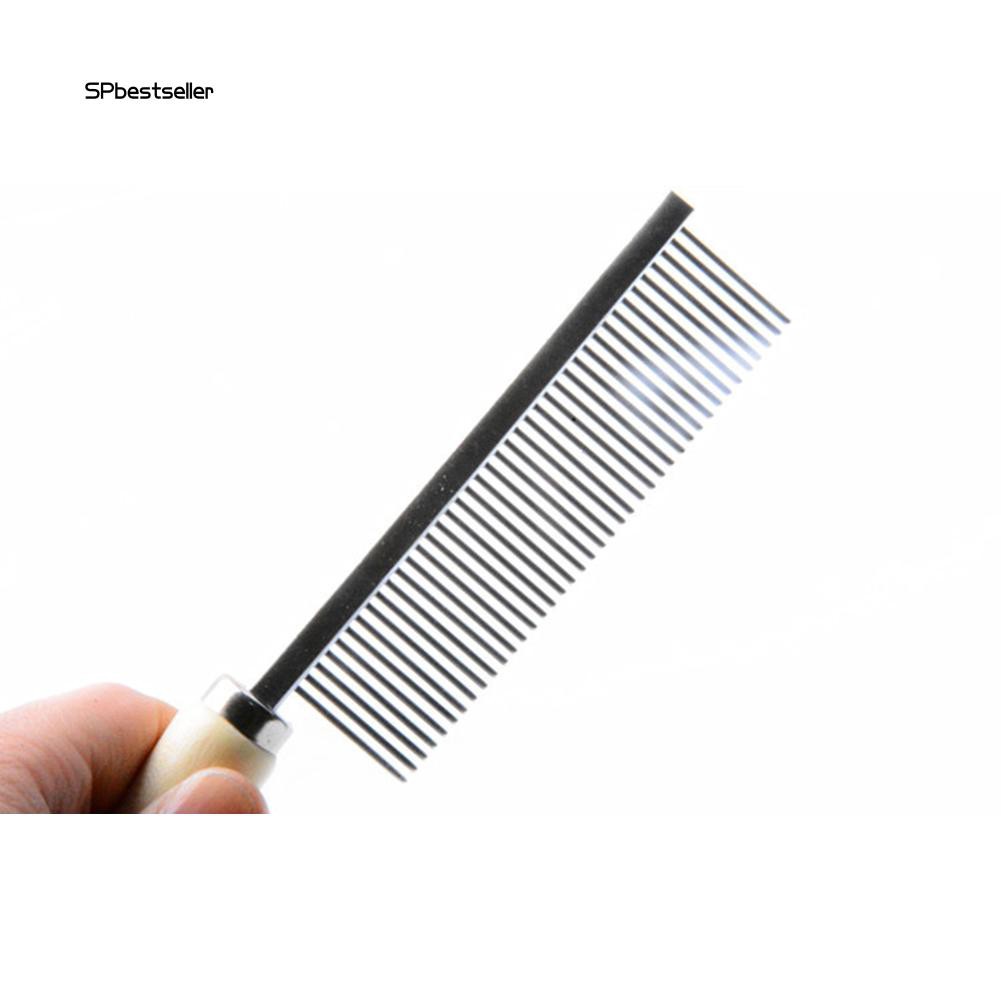 Lược chải lông cho thú cưng bằng thép không gỉ cán gỗ làm sạch răng