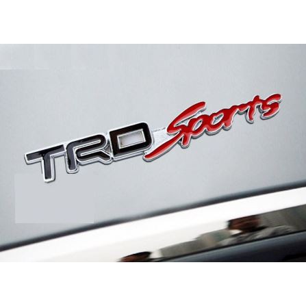 DDXM-V35 - TEM KIM LOẠI - LOGO CHỮ TRD SPORTS KIỂU MỚI DÁN XE ÔTÔ, XE MÁY CÁC LOẠI