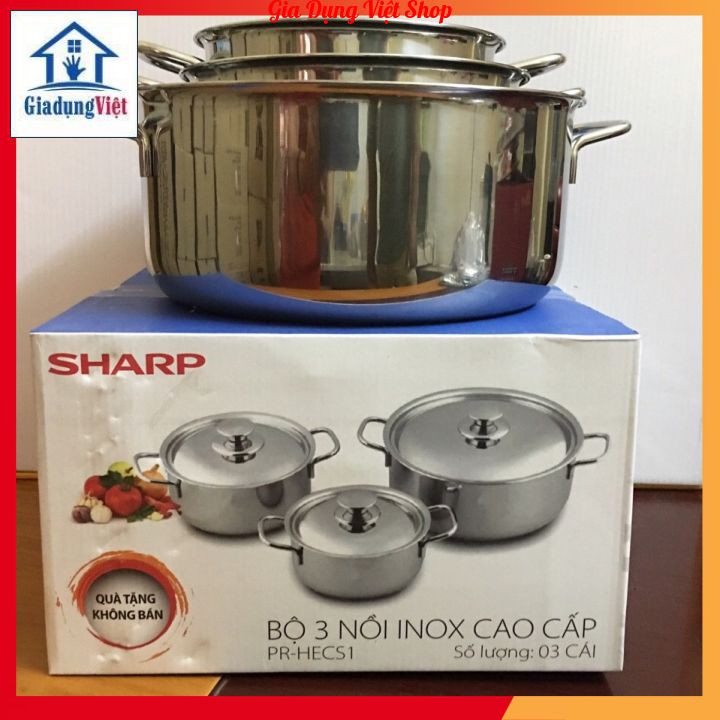 Bộ 3 Nồi Inox Sharp dùng mọi loại bếp