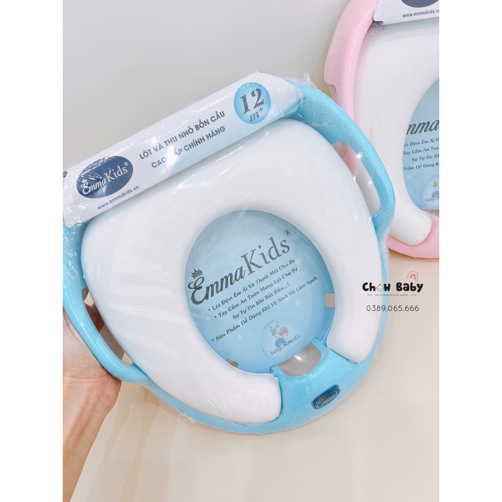 Bệ ngồi thu nhỏ bồn cầu toilet có tay vịn Emma kids cao cấp cho bé