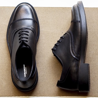 giày nam công sở OXFORD VAGABOND full đen đế cao su đúc cao 4,5cm