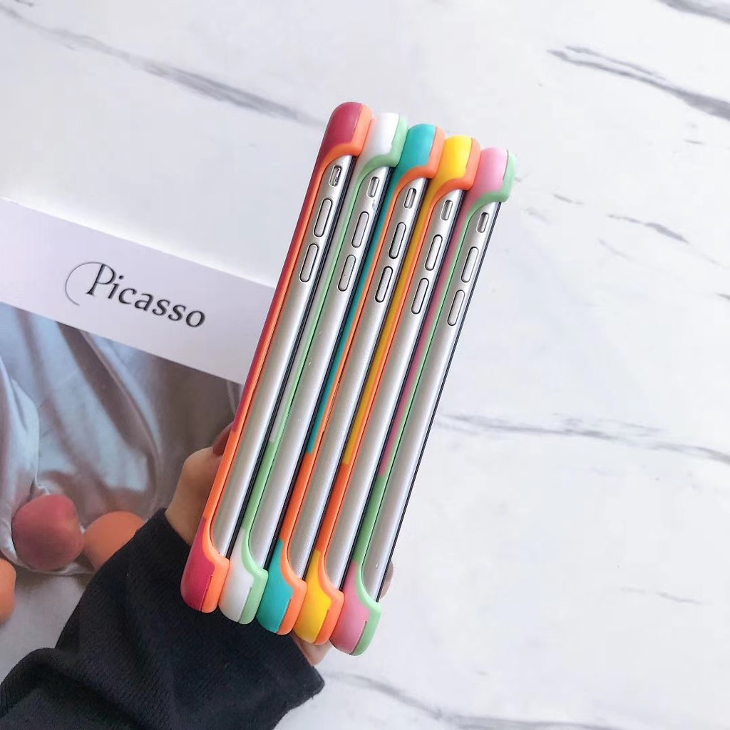 Novelty Constract Colors Bumper iPhone12 11 Pro Xs max XR 7/8plus SE2020 Phone Cover Full Korea Casing | BigBuy360 - bigbuy360.vn