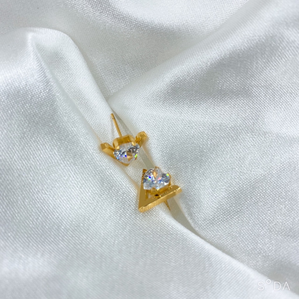 [FreeShip] Bông tai nữ titan chữ V đính đá E3-412a - CAM KẾT KHÔNG BAY MÀU