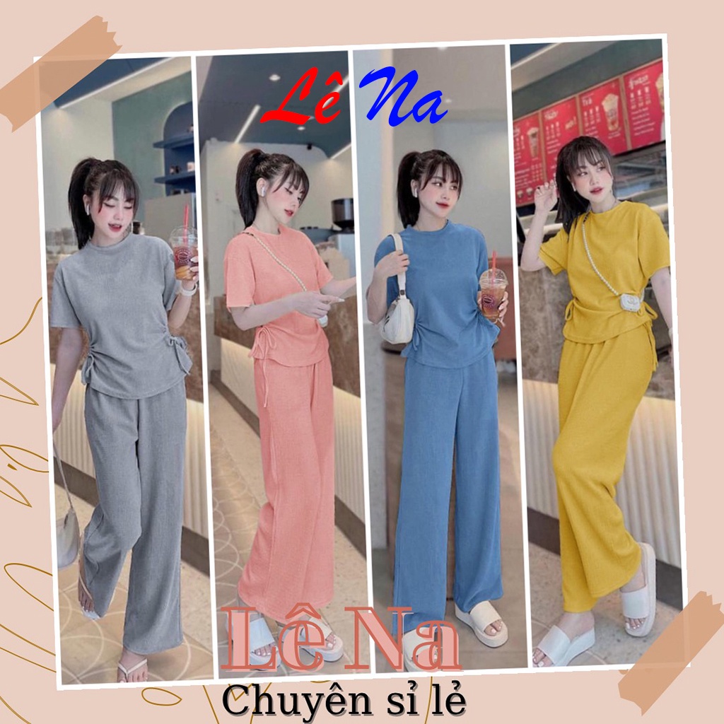 Set Đồ Nữ Áo Rút Dây 2 Bên Kèm Quần Ống Rộng Nữ Sang Chảnh SV13