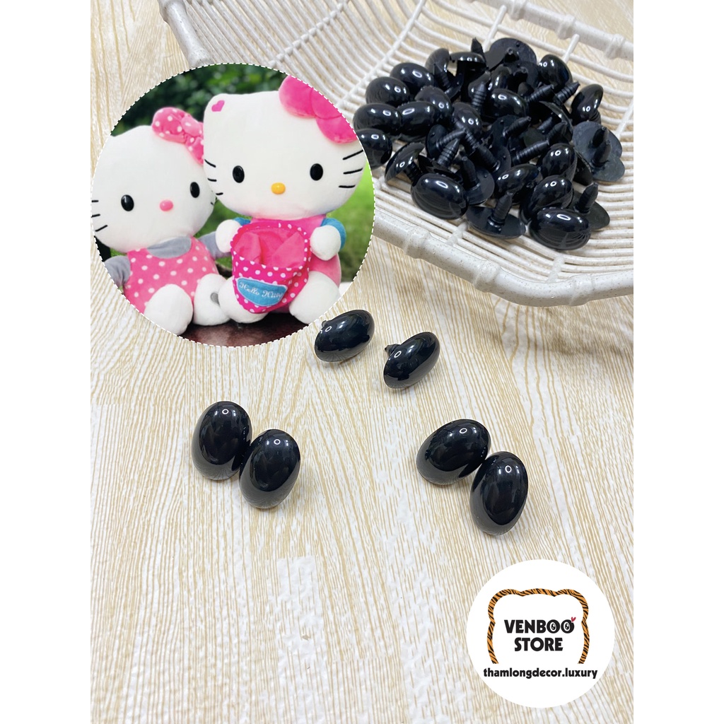 👀 100 Mắt MÈO Bông Hello Kitty |Mắt gấu bông cute mắt nhựa mắt thú len mắt thú có chốt handmade móc khóa len thú len DIY