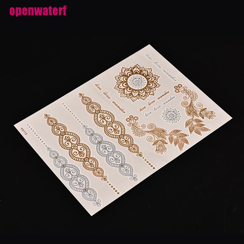 【openf】Gold Silver Metallic Flash Temporary Tattoos Stickers Temporary Body Art Tattoo