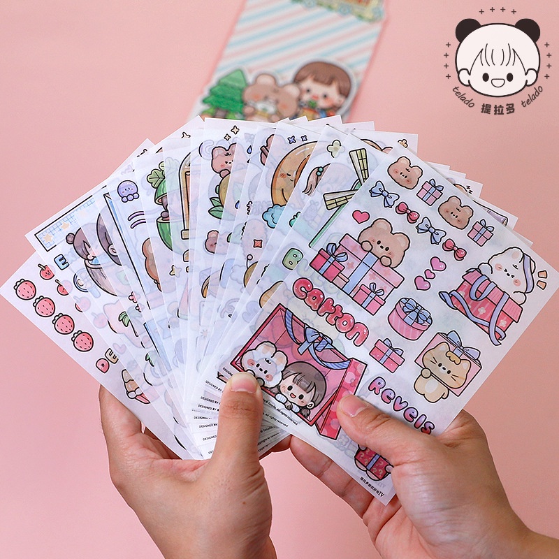 Set 20 Miếng Dán Trang Trí Sổ Tay DIY Hình Nhân Vật Hoạt Hình Đáng Yêu