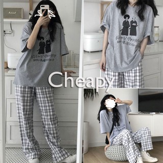 Set bộ unisex KẺ SAMURAI - Set bộ áo thun mix quần thô kẻ caro phom rộng dáng suông cực ngầu chất thun co giãn C36